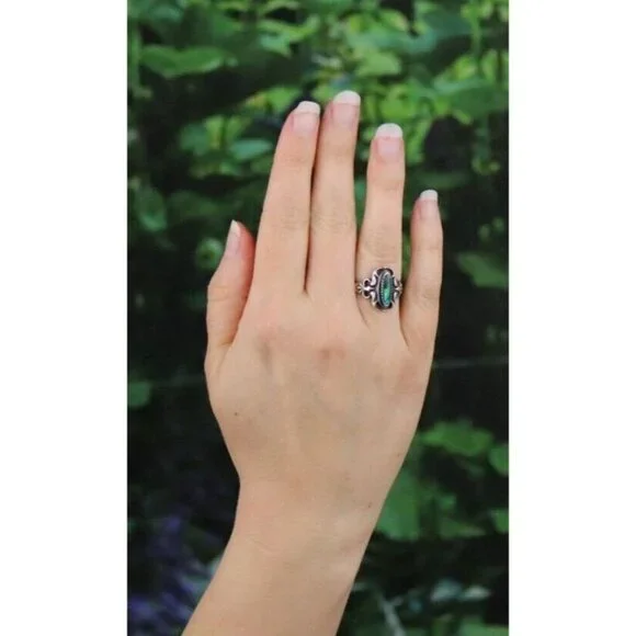 Sterling Silver Abalone Ring Size 4 3/4 - Picture 2 of 8